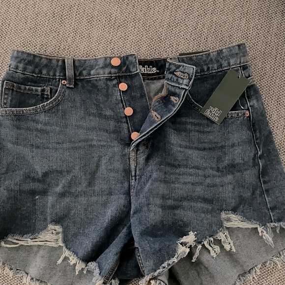 High Rise 4-Button Jean Shorts - Picture 2 of 3